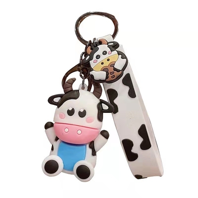 ভালো দাম ব্যক্তিগতকৃত 3 ডি সিলিকন গরু পশু Keyrings দুল Keychain জন্য মানিব্যাগ এবং ব্যাকপ্যাক অনলাইন