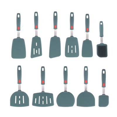 11pcs সিলিকন Spatula টার্নার সিলিকন রান্নাঘর রান্নাঘর যন্ত্রপাতি সেট রান্নাঘর রান্না সরঞ্জাম প্যানকেক ডিম মাছ জন্য Spatulas