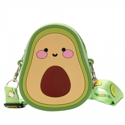 কার্টুন অ্যাভোকাডো সিলিকন মুদ্রা Wallets Cute Purse হেডসেট ব্যাগ মেকআপ এবং চুল আনুষাঙ্গিক ব্যাগ মজা খেলনা কাঁধ ব্যাগ