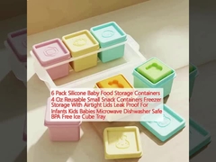 6 প্যাক সিলিকন বেবি ফুড স্টোরেজ কনটেইনার 4 ওজ পুনরায় ব্যবহারযোগ্য ছোট স্ন্যাকস কনটেইনার ফ্রিজার স্টোরেজ বায়ুরোধী ক্যাপ সহ ফুটোপ্রমাণ শিশুদের জন্য বাচ্চাদের বাচ্চাদের জন্য মাইক্রোওয়েভ ডিশওয়াশার নিরাপদ বিপিএ মুক্ত আইস কিউব ট্রে