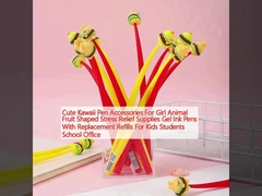 মেয়েদের জন্য মিষ্টি কাওয়াই পেন আনুষাঙ্গিক পশু ফল আকারের স্ট্রেস ত্রাণ সরবরাহ জেল কালি কলম প্রতিস্থাপন রিফিল সঙ্গে শিশুদের জন্য ছাত্র স্কুল অফিস