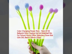 রঙ পরিবর্তনকারী ফুলের কলম - প্যাক অফ 30 বলপয়েন্ট কলম সৃজনশীল জেল কালি রোলারবল কলম স্কুলের জন্য হোম অফিস স্টেশনারি স্টোর বাচ্চাদের মেয়েদের উপহার, কালো 0.38 মিমি (টিউলিপ)